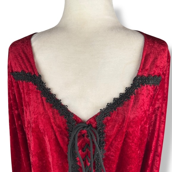 Lip Service Red Velvet Tunic Dress Womens Size 2X Vintage 90s Goth Vamp Ren Fest - Picture 9 of 16